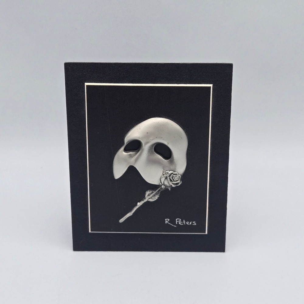 Vintage Phantom of the Opera Pewter Mask Sculpture Rod Peters 1986 Autographed
